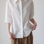 水洗棉白色衬衫女夏季短袖翻领设计感小众高级感女士通勤面试衬衣